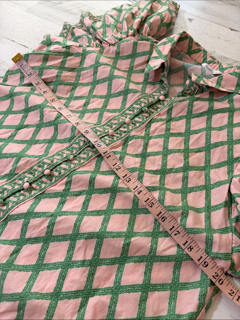 crown & ivy Pink Button-Front Top with Green Lattice - Picture 7 of 9